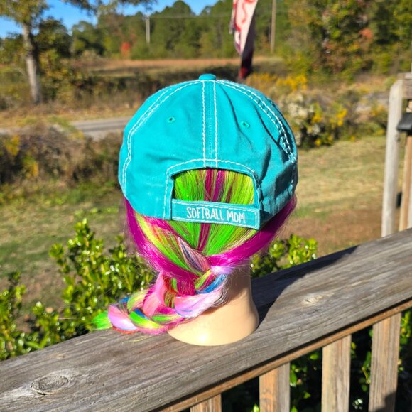 Ladies Turquoise Softball Mom BLING Hat NEW No Tags - Picture 4 of 4